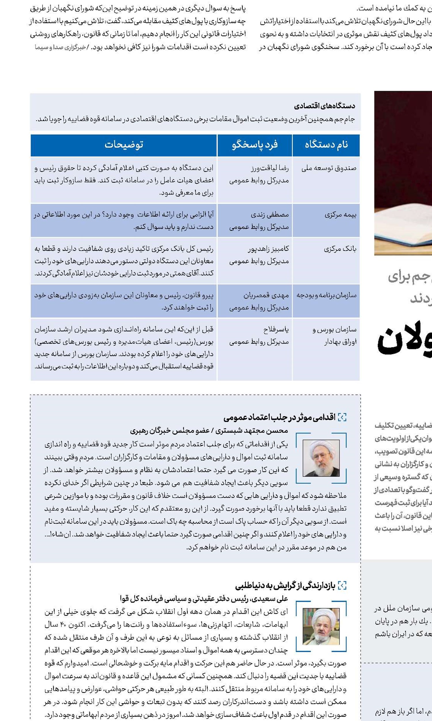 فهرست اموال مسؤولان در آستانه اعلام