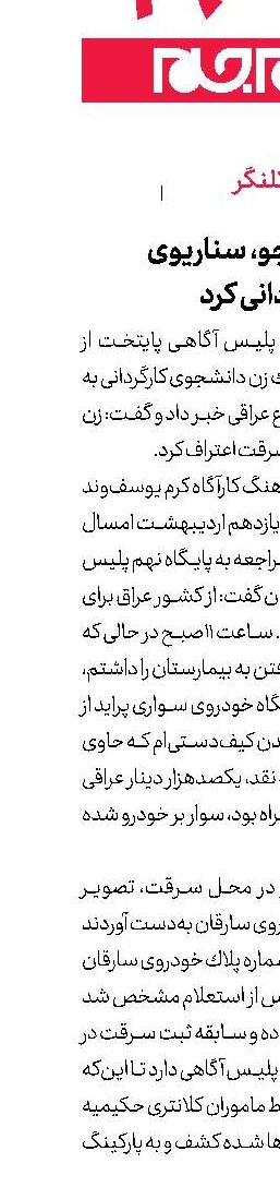 دختر دانشجو، سناریوی  سرقت را كارگردانی ‌كرد
