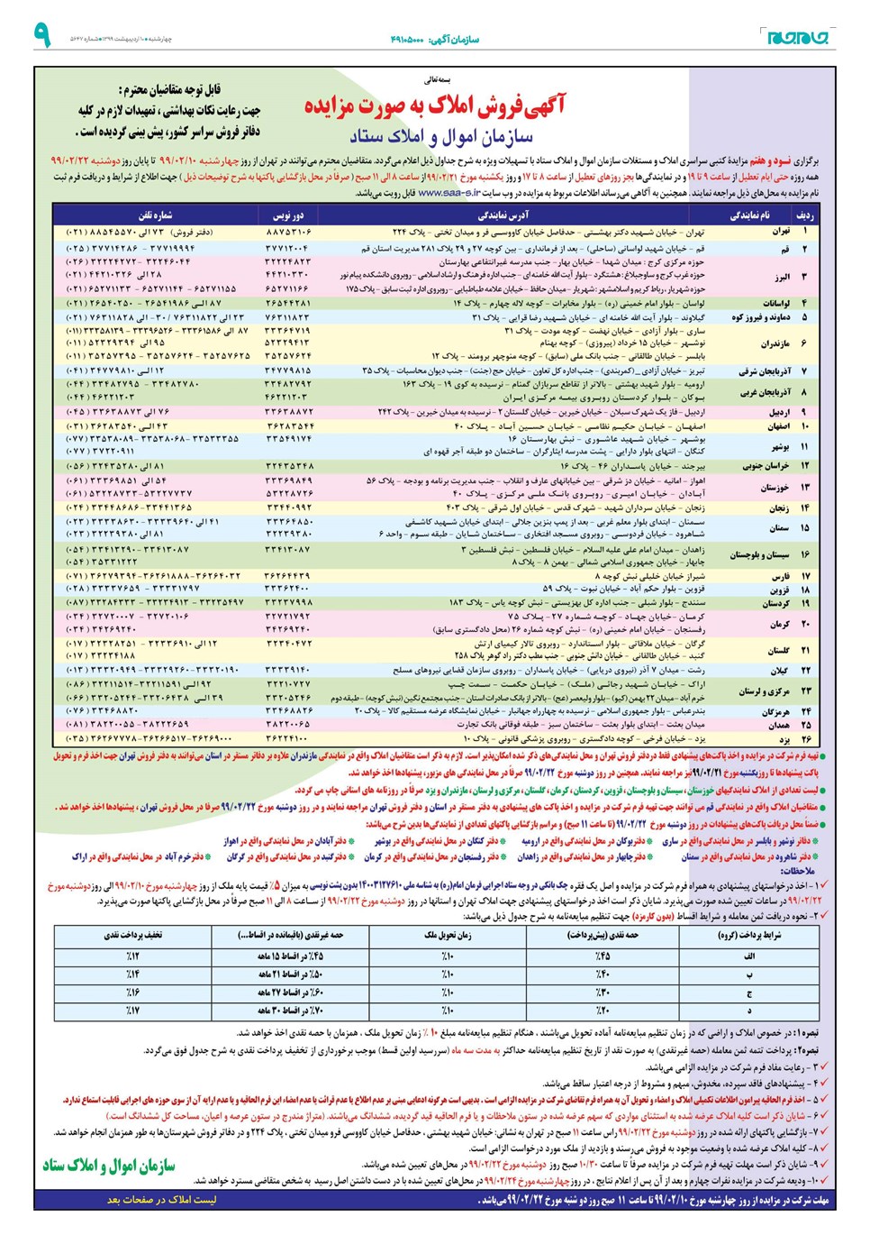 روزنامه تاریخ ۱۰ اردیبهشت ۱۳۹۹