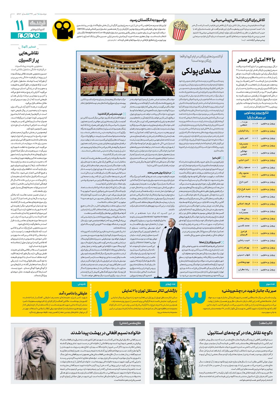 روزنامه تاریخ ۲ تیر ۱۳۹۹