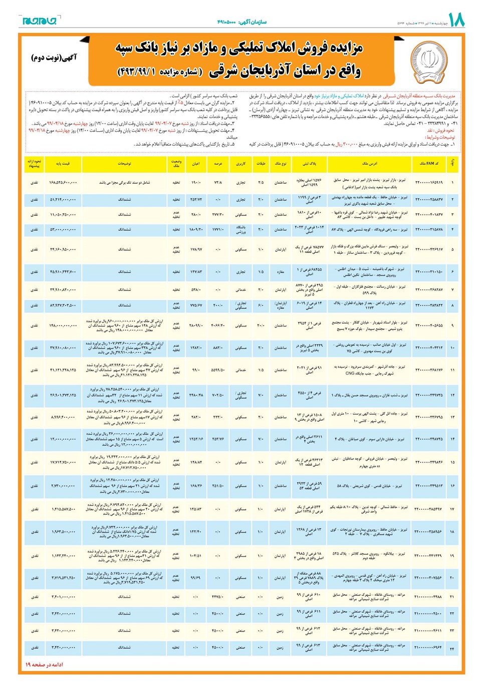 روزنامه تاریخ ۱۱ تیر ۱۳۹۹