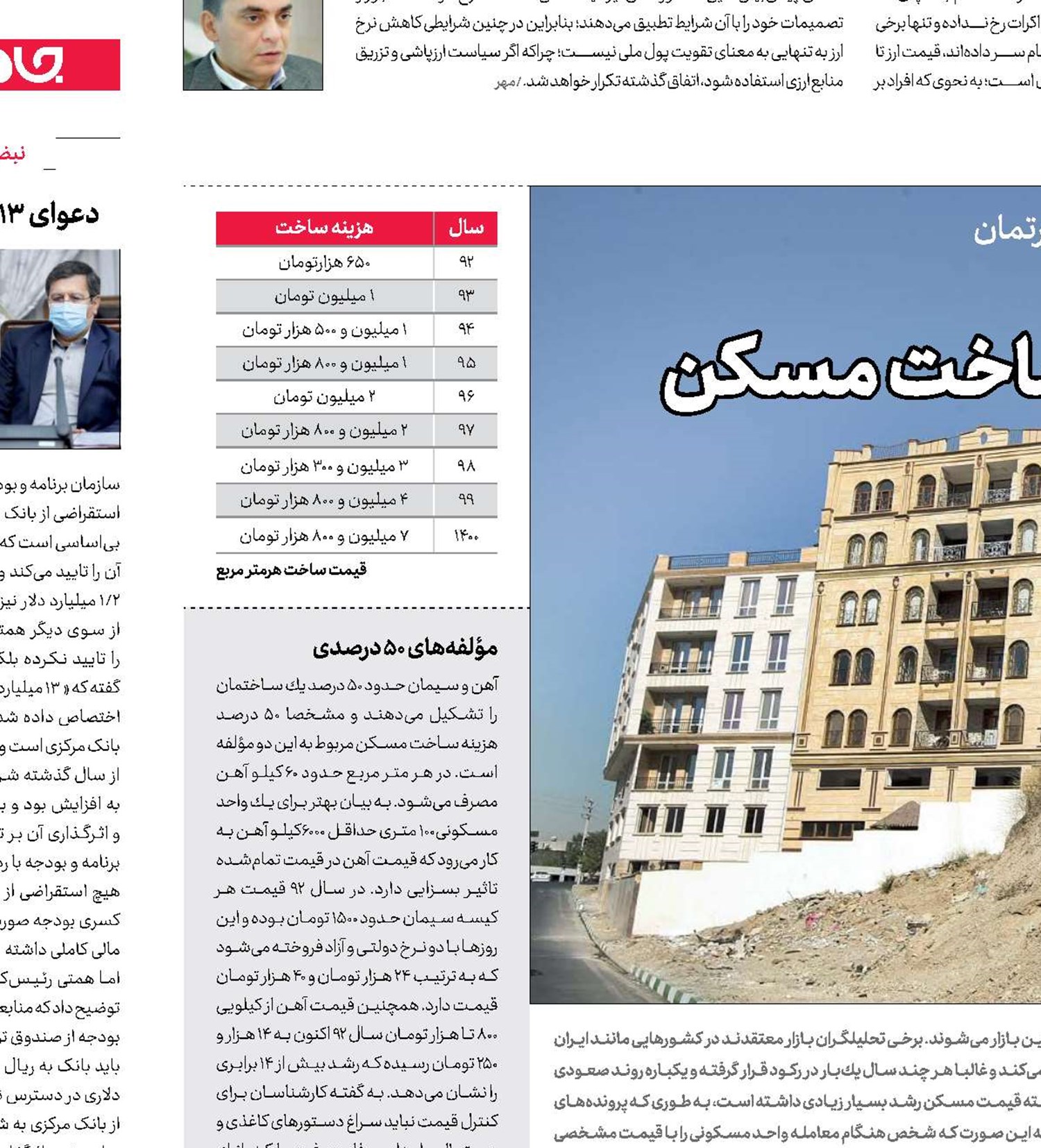 افزایش 1100 درصدی هزینه ساخت مسكن