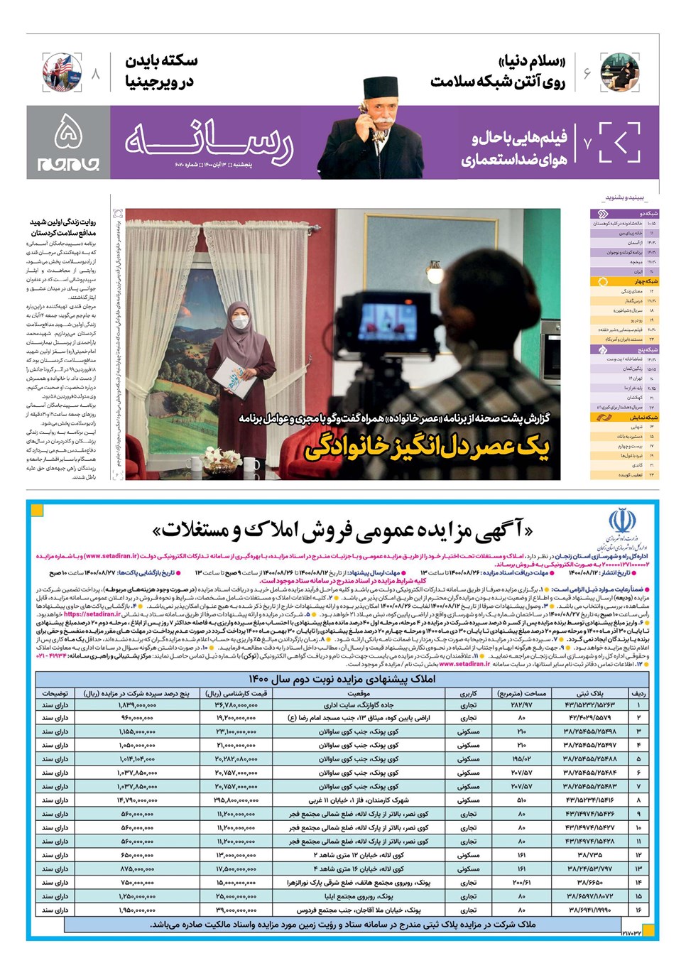 روزنامه تاریخ ۱۳ آبان ۱۴۰۰