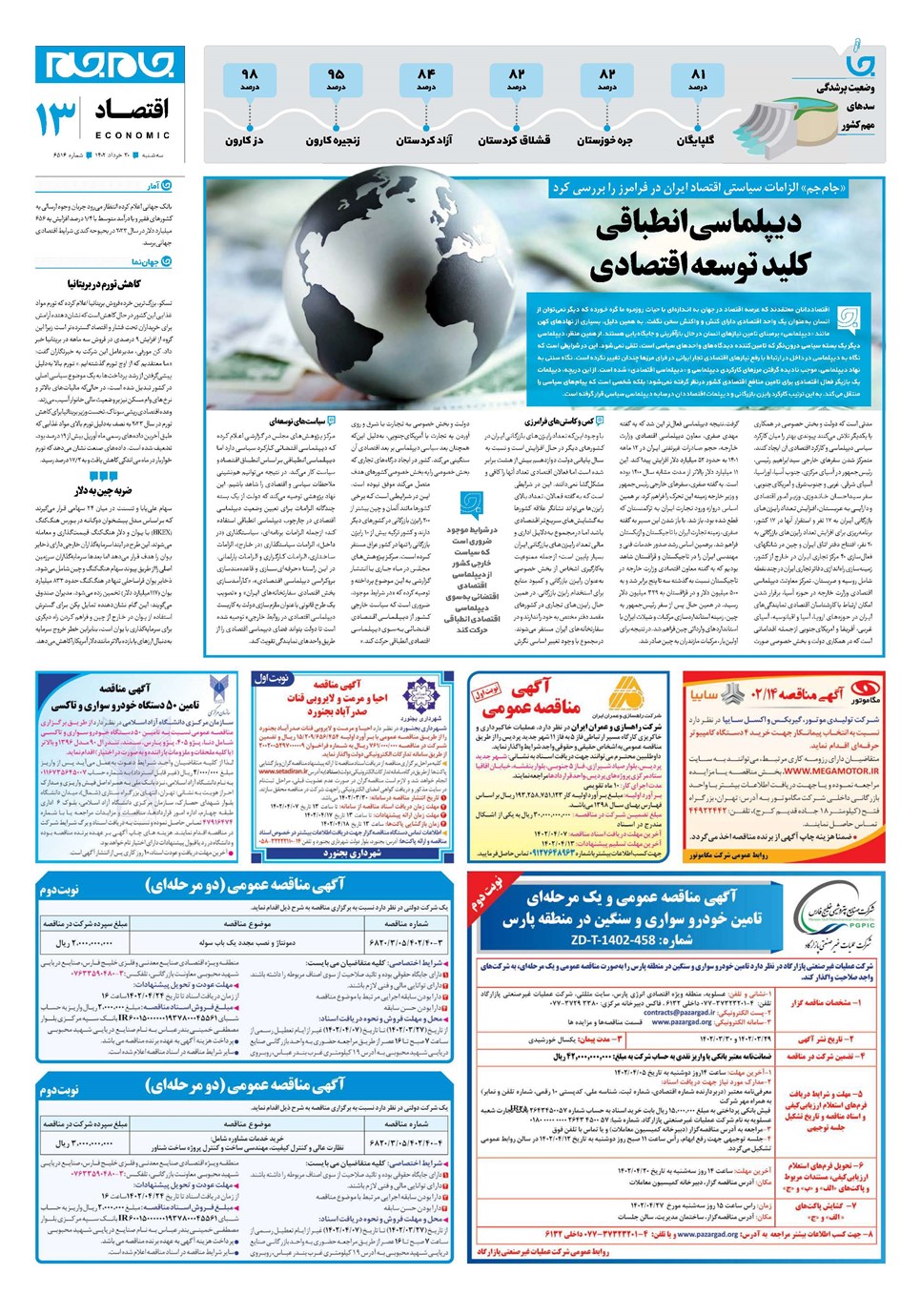 روزنامه تاریخ ۳۰ خرداد ۱۴۰۲