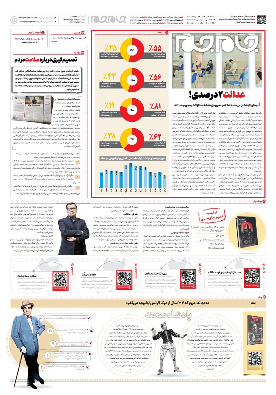 روزنامه تاریخ ۲۰ تیر ۱۴۰۲