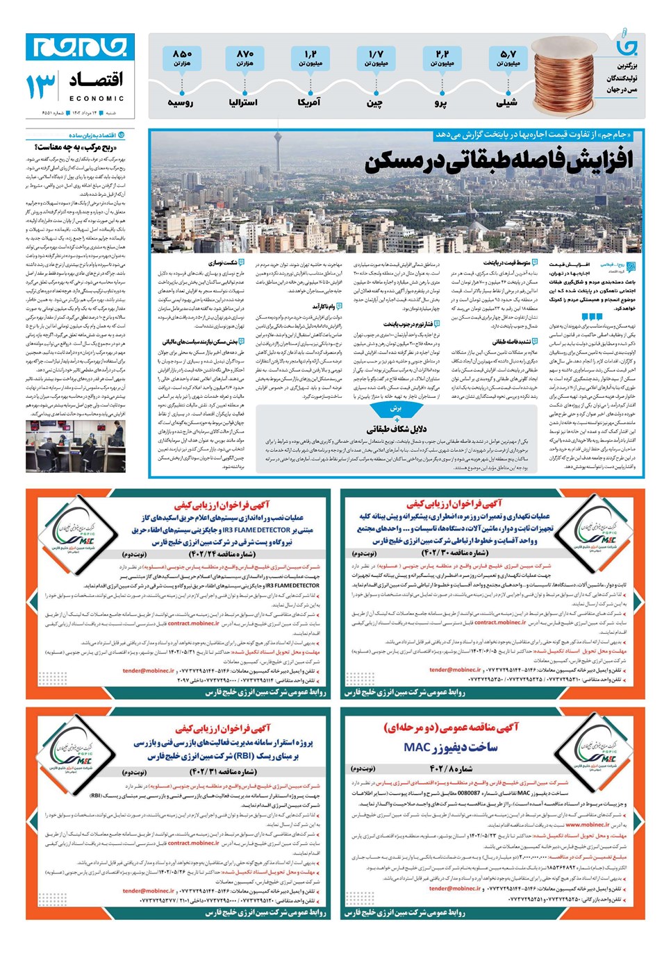 روزنامه تاریخ ۱۴ مرداد ۱۴۰۲