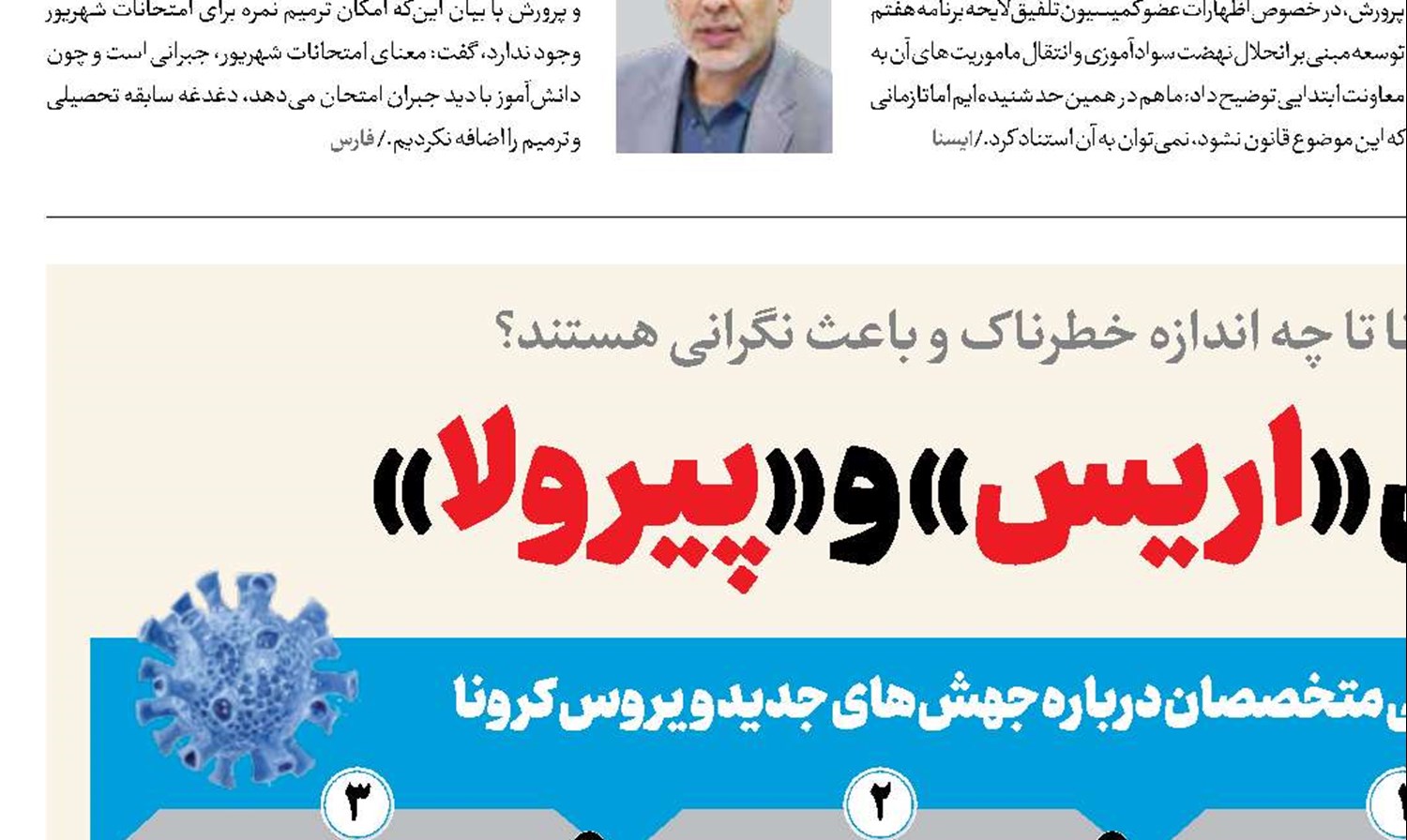 کرونا در لباس «اریس» و «پیرولا»   