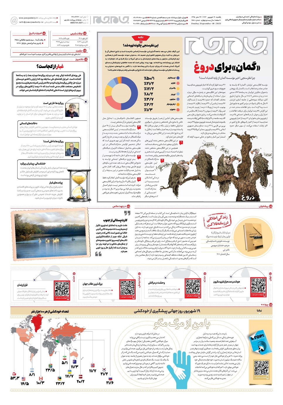 روزنامه تاریخ ۱۹ شهریور ۱۴۰۲