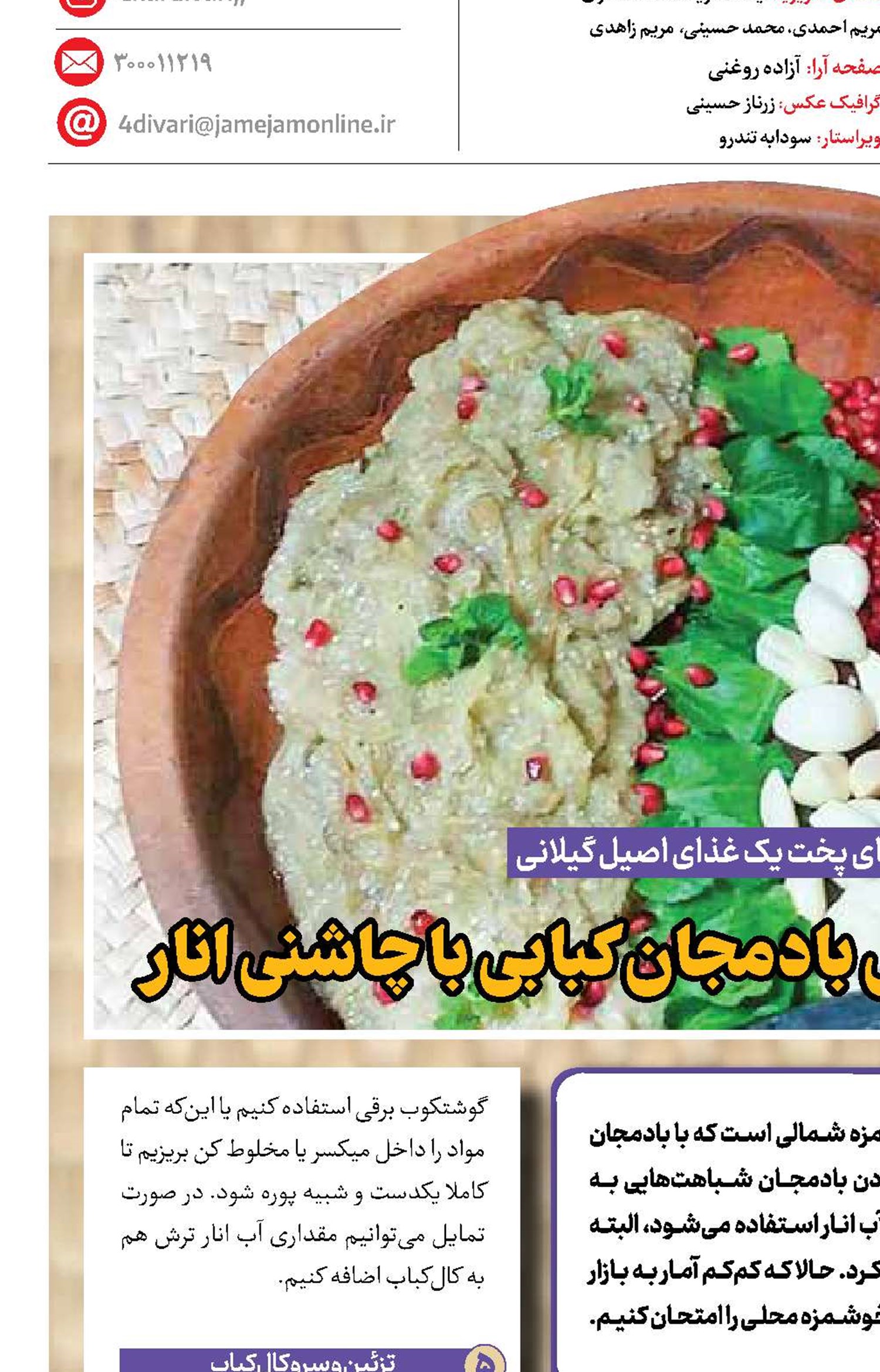 کال‌کباب طعم‌خوش بادمجان کبابی با چاشنی انار