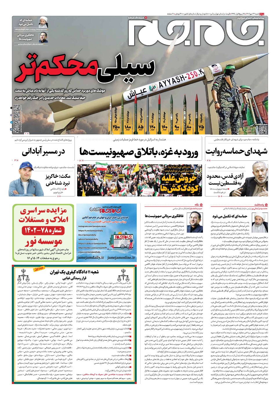 روزنامه تاریخ ۲۲ مهر ۱۴۰۲