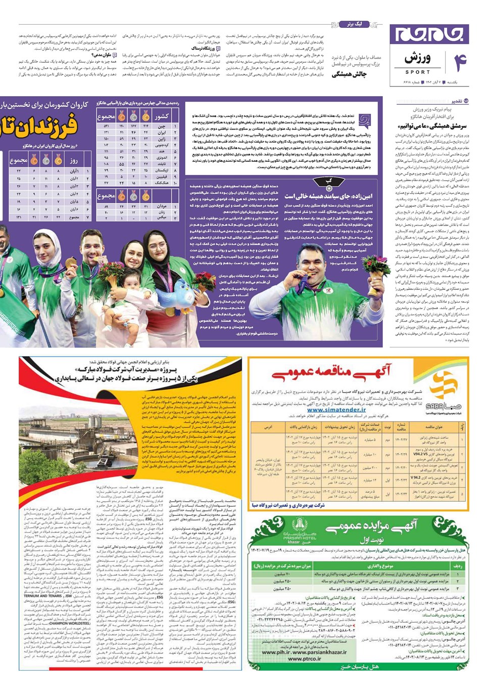 روزنامه تاریخ ۷ آبان ۱۴۰۲