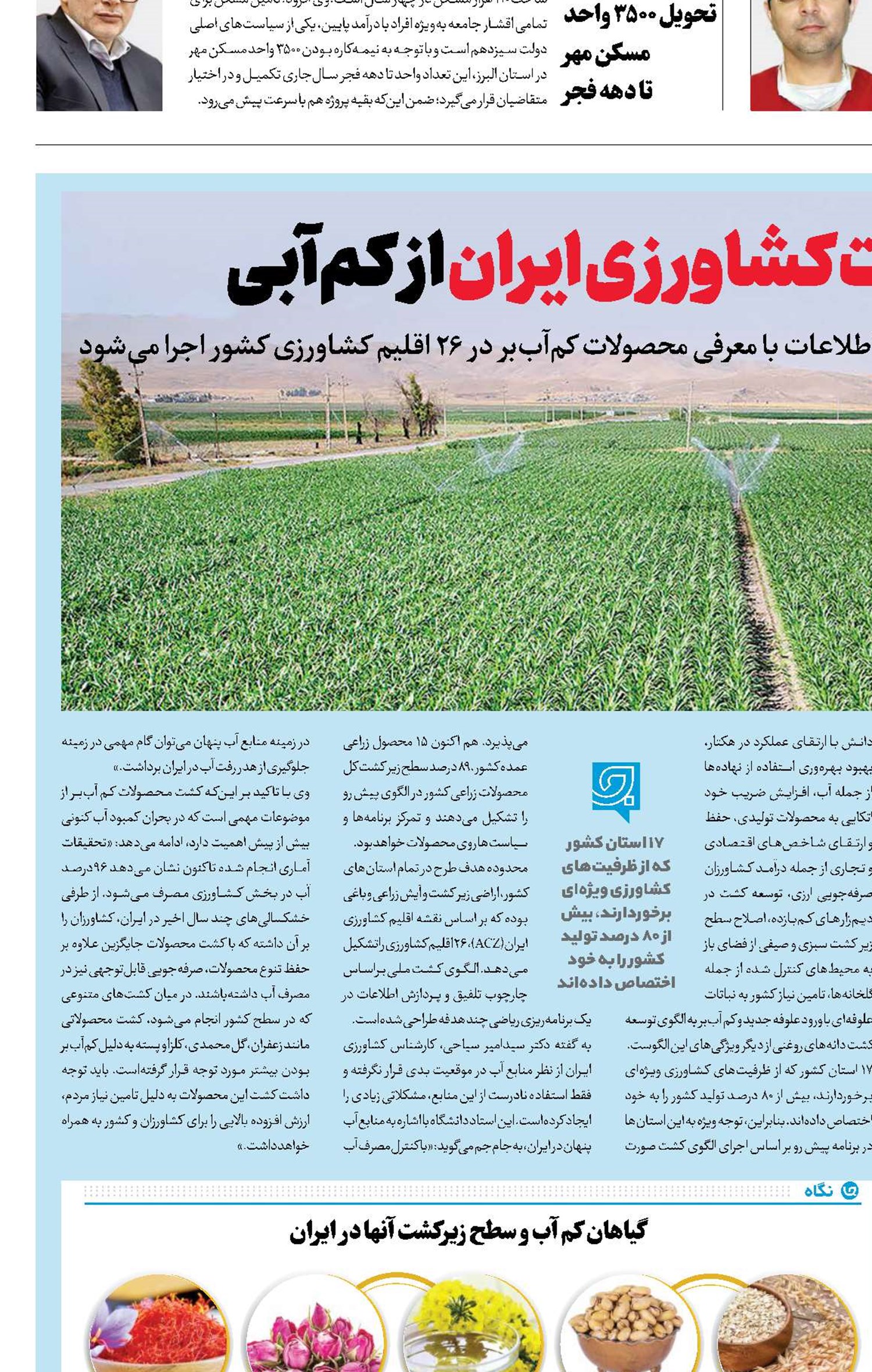 طرحی برای نجات کشاورزی ایران از کم‌آبی