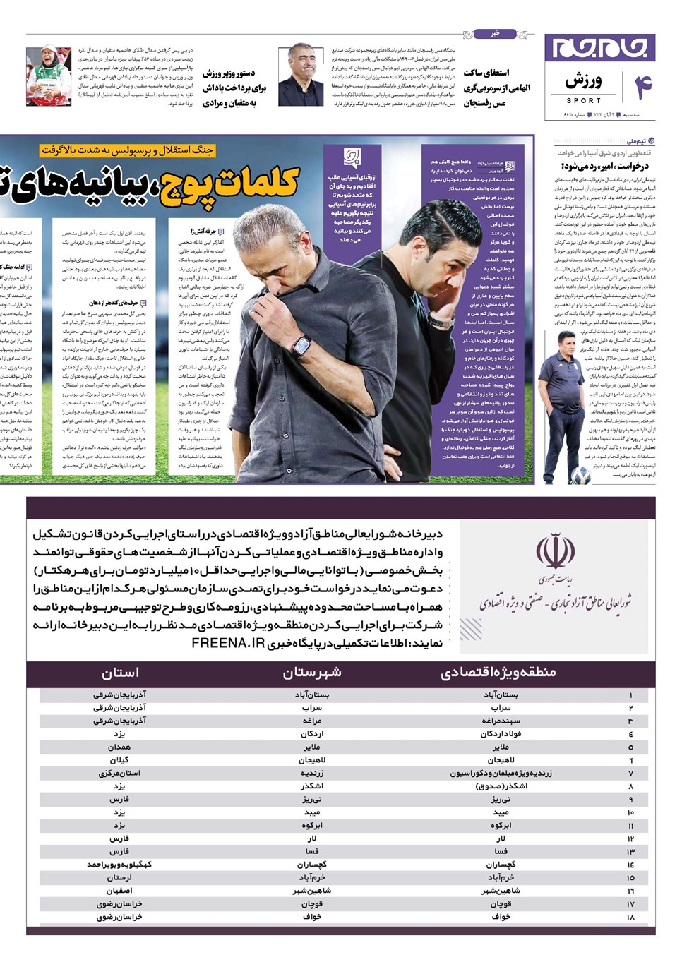 روزنامه تاریخ ۹ آبان ۱۴۰۲