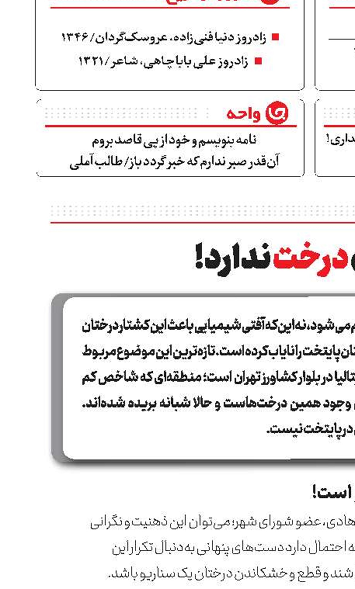 «تهران» درخت ندارد!