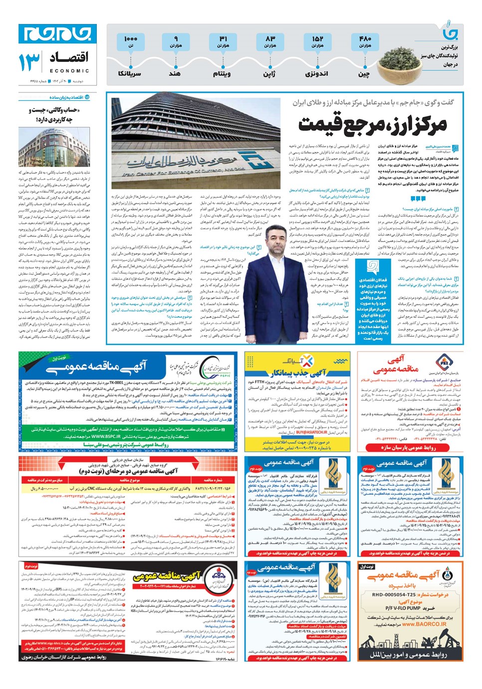 روزنامه تاریخ ۲۰ آذر ۱۴۰۲