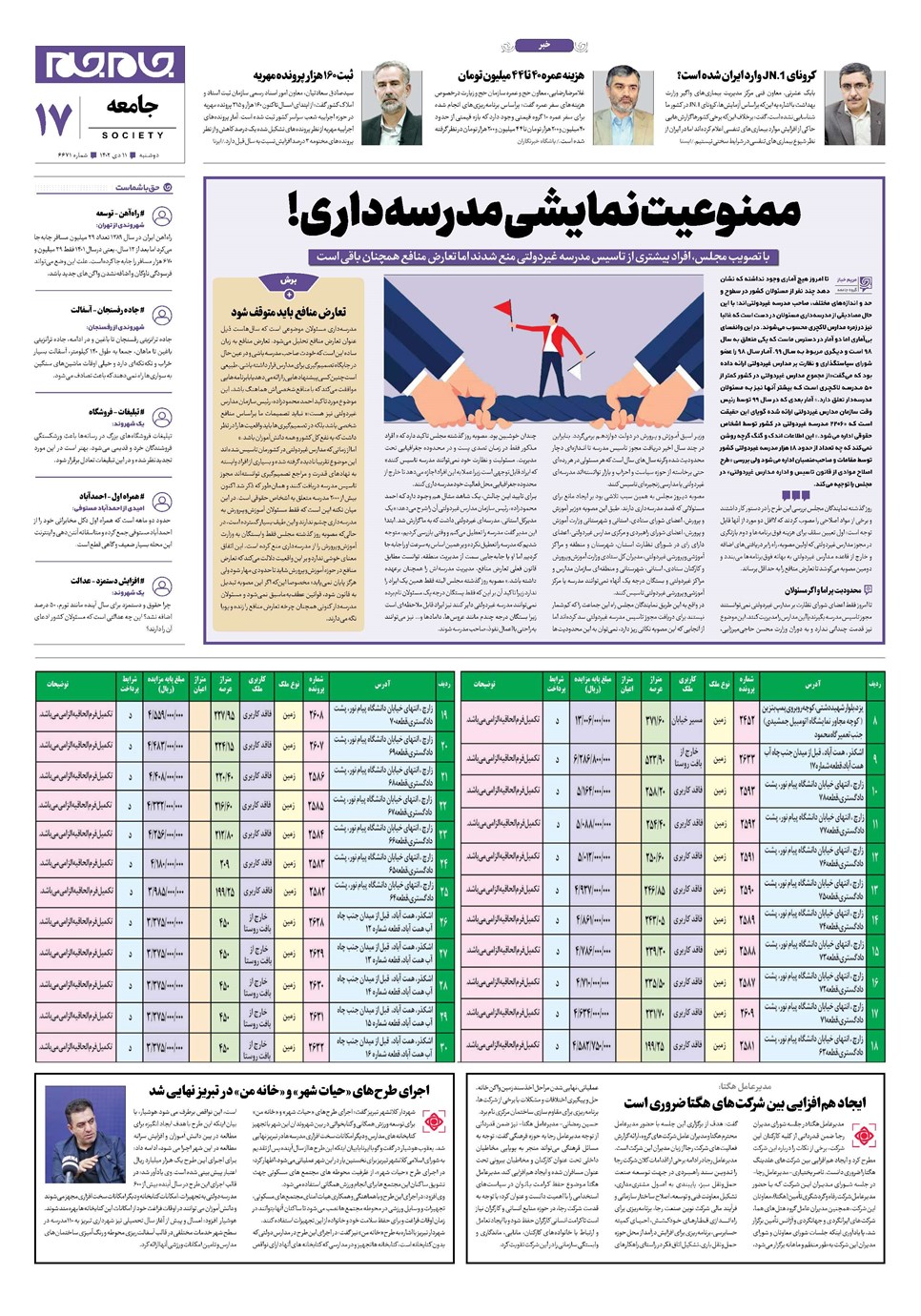 روزنامه تاریخ ۱۱ دی ۱۴۰۲