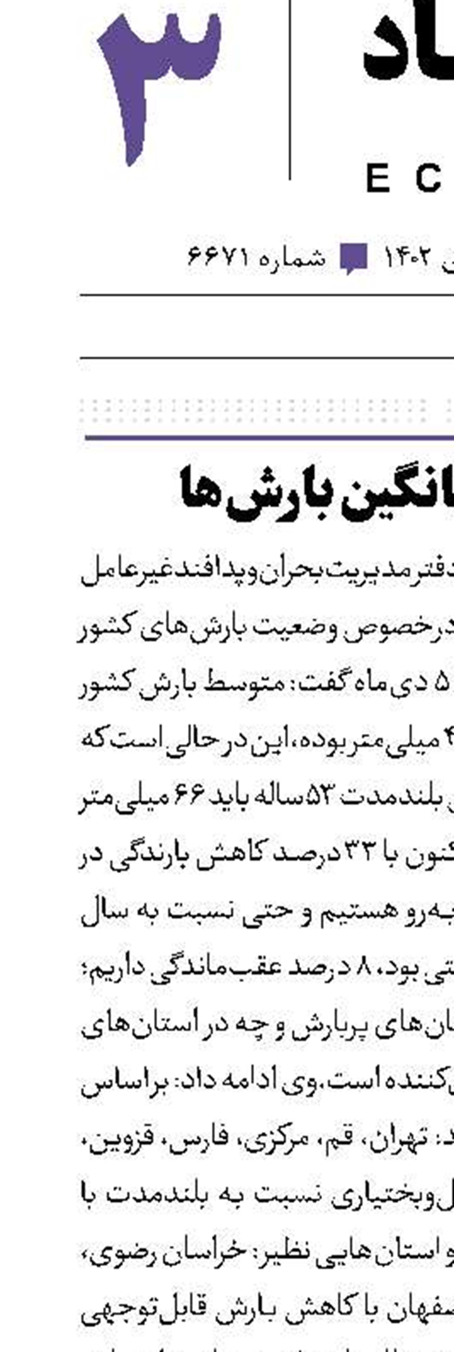 کاهش میانگین بارش‌ها