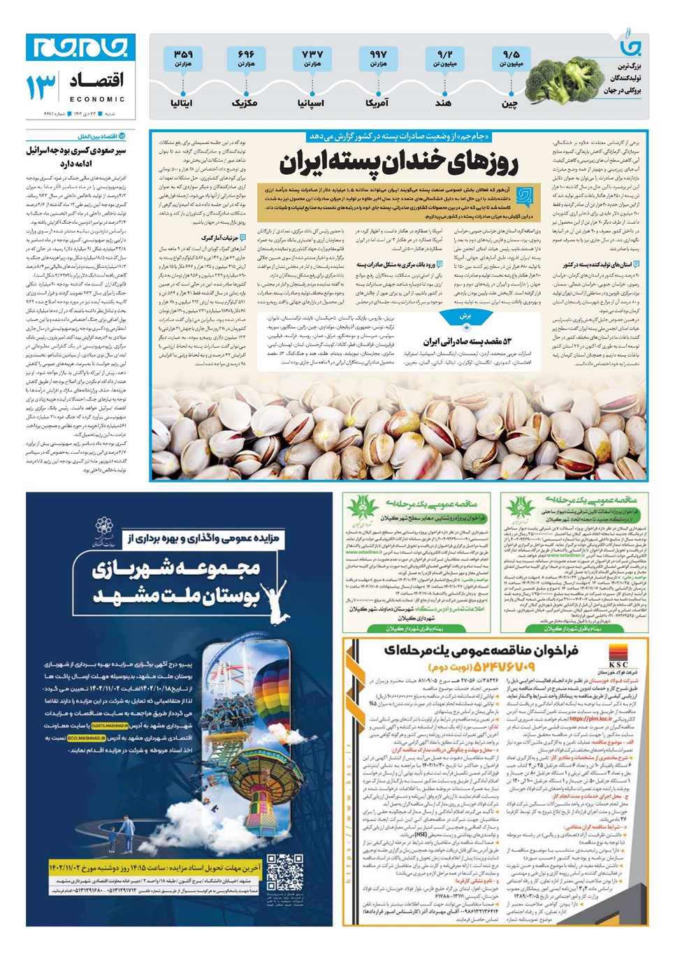 روزنامه تاریخ ۲۳ دی ۱۴۰۲