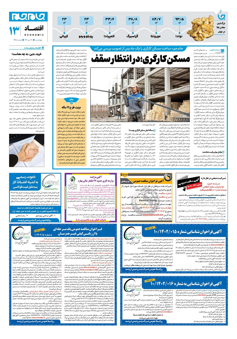 روزنامه تاریخ ۲۷ دی ۱۴۰۲