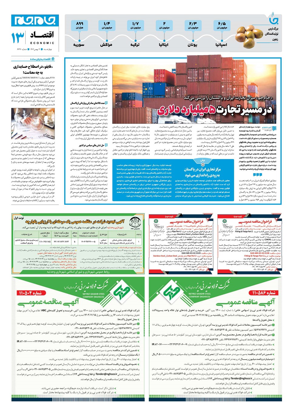 روزنامه تاریخ ۴ بهمن ۱۴۰۲