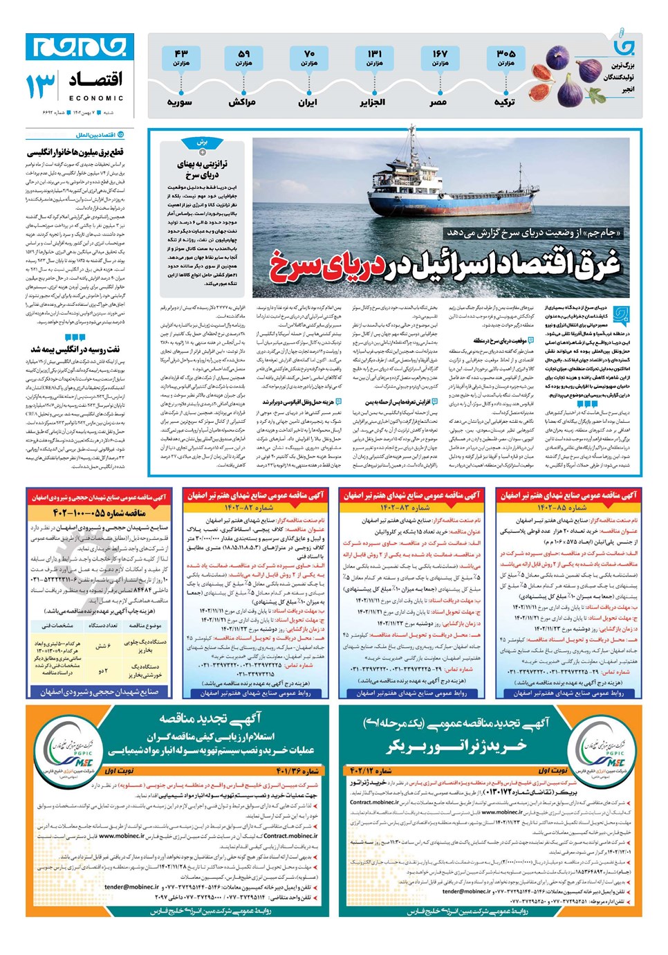 روزنامه تاریخ ۷ بهمن ۱۴۰۲