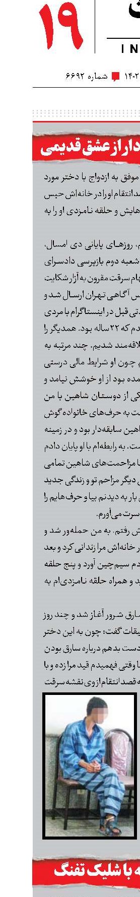 انتقام سارق سابقه‌دار از عشق قدیمی