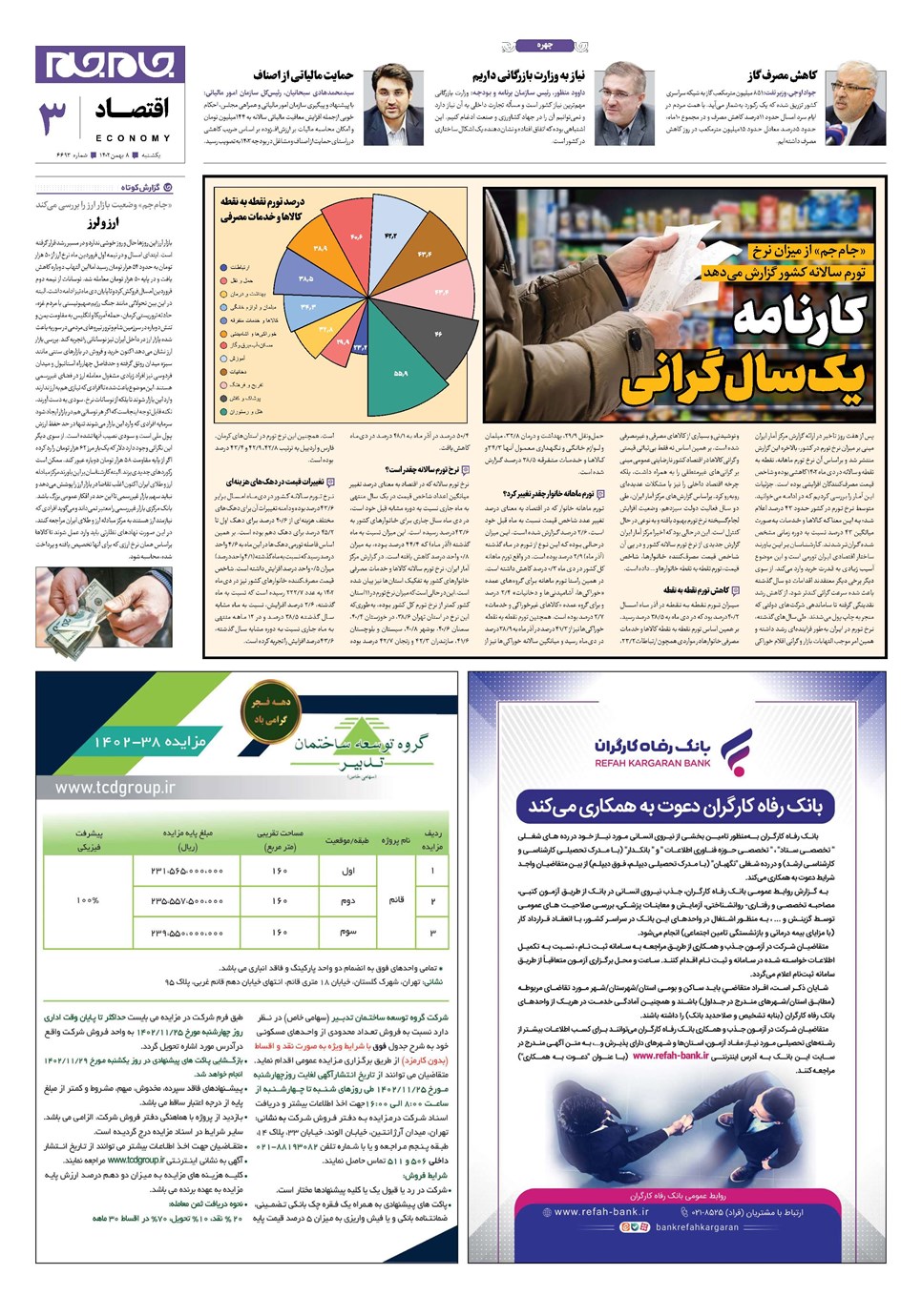 روزنامه تاریخ ۸ بهمن ۱۴۰۲