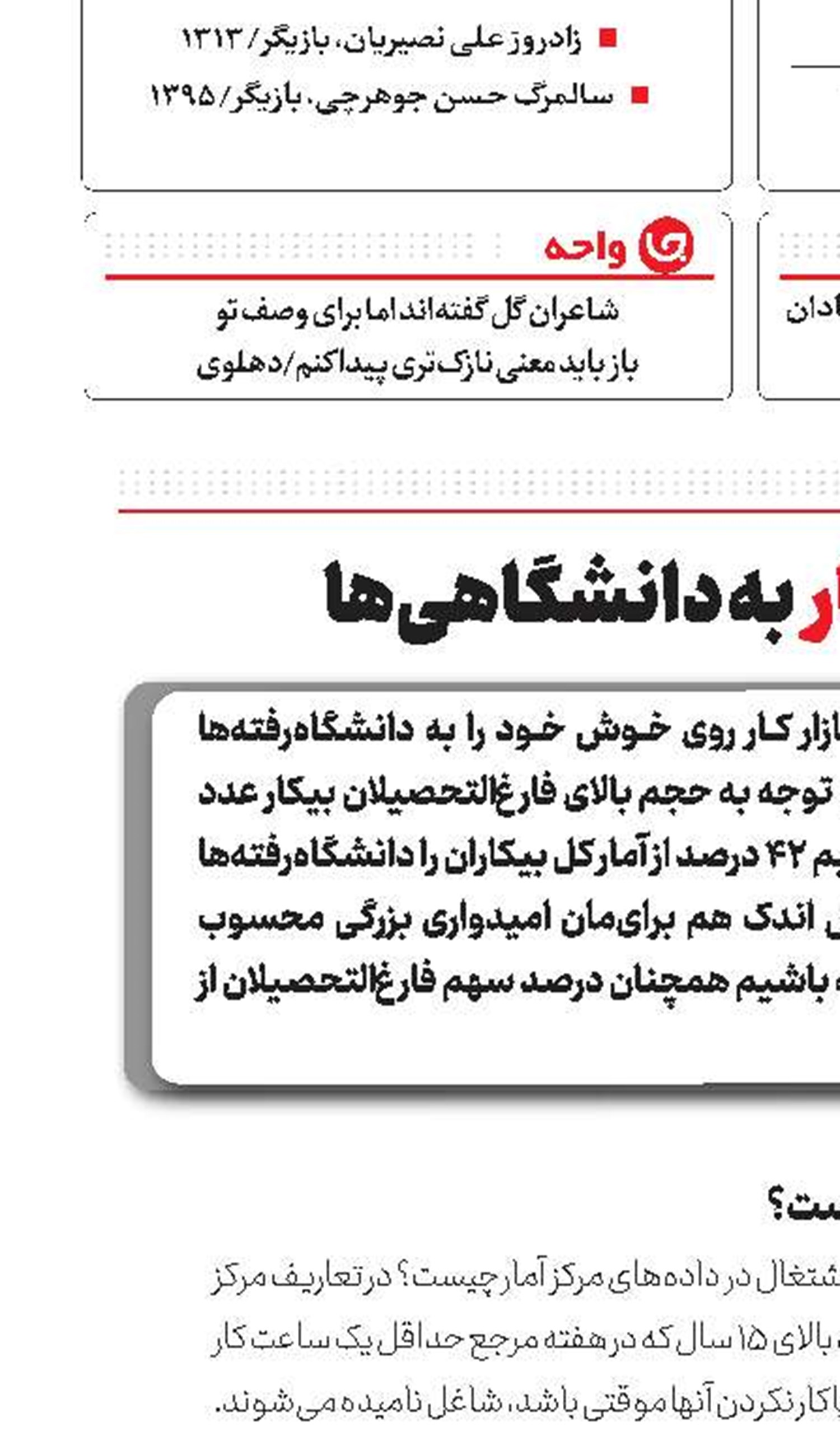 روی خوش کار به دانشگاهی‌ها