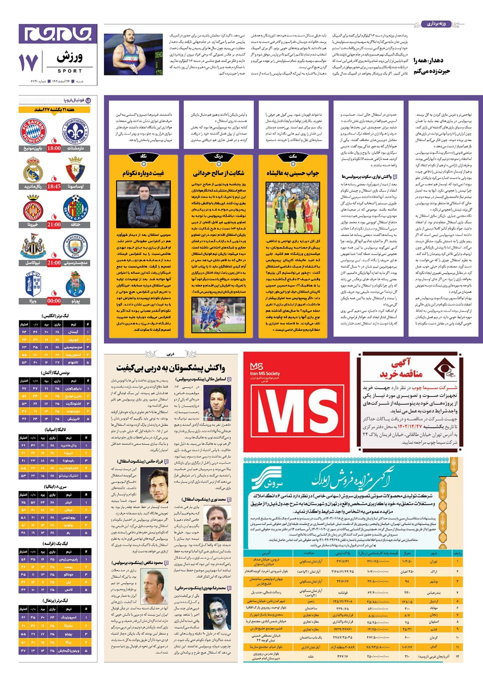 روزنامه تاریخ ۲۶ اسفند ۱۴۰۲