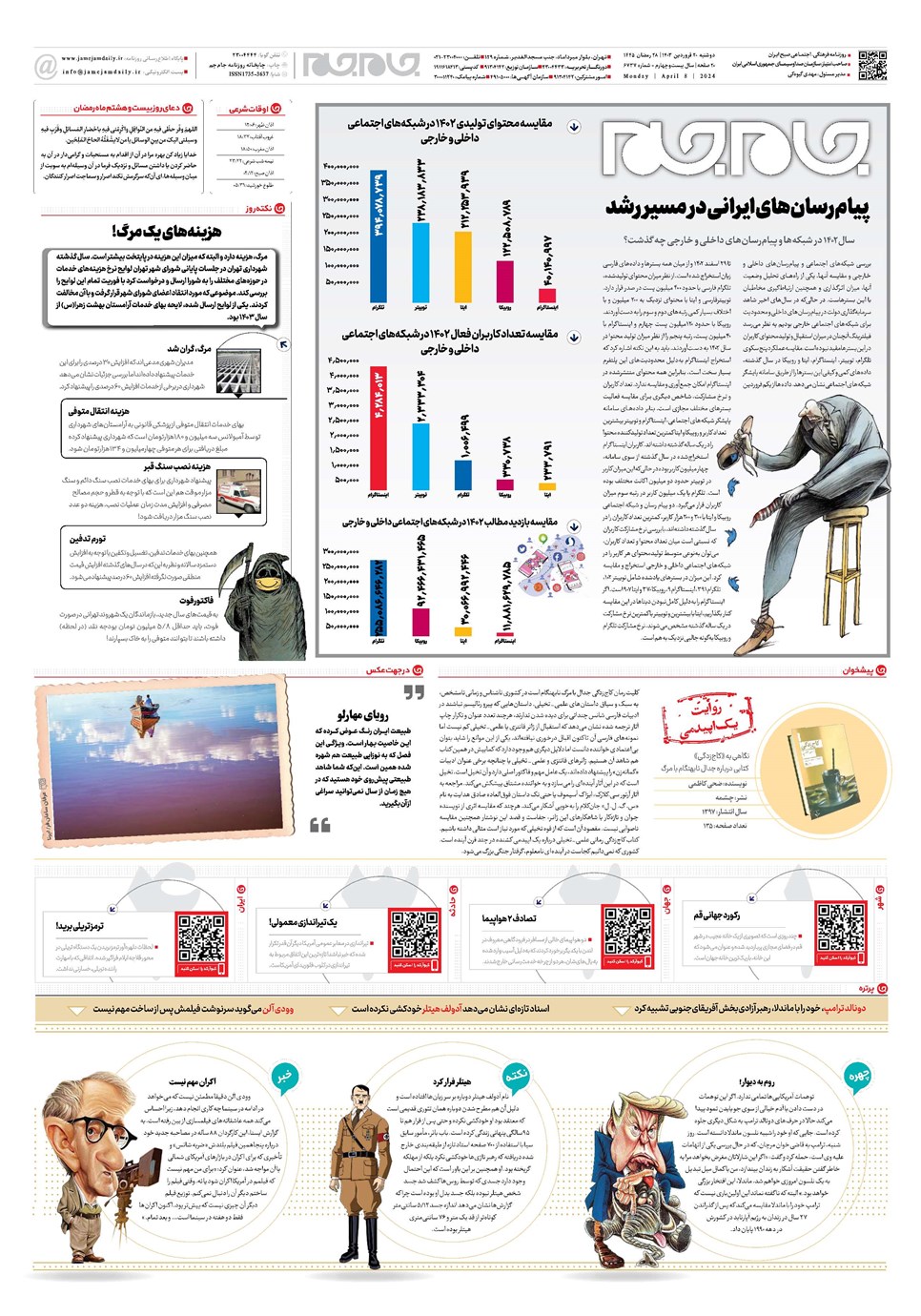 روزنامه تاریخ ۲۰ فروردین ۱۴۰۳