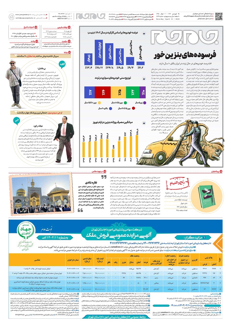 روزنامه تاریخ ۲۵ فروردین ۱۴۰۳