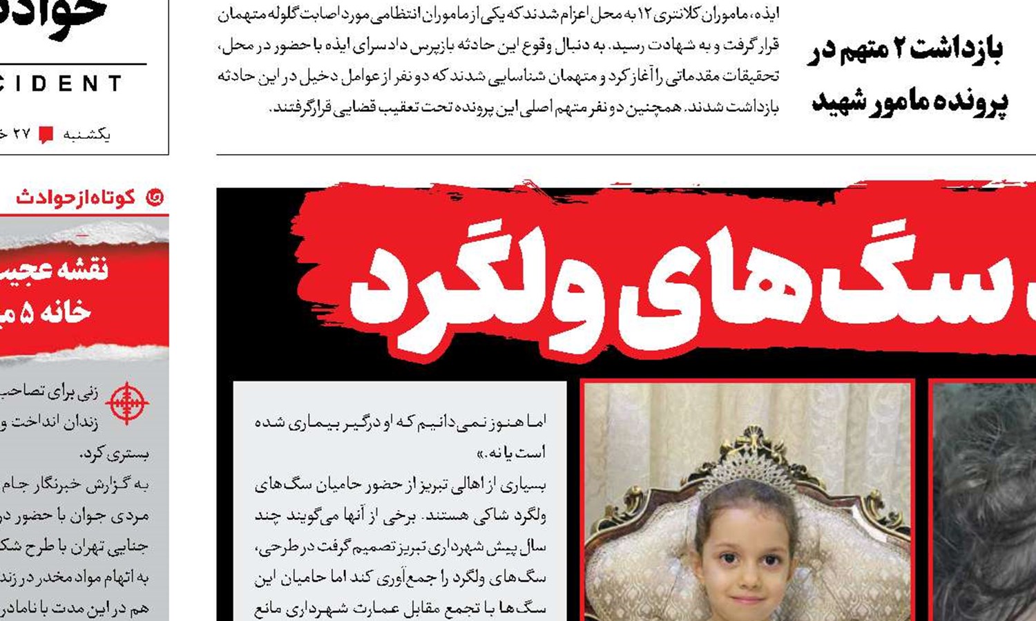 لیانا؛ قربانی جدید سگ‌های ولگرد