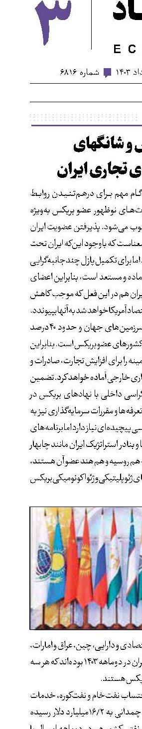 بریکس و شانگهای فرصت‌های تجاری ایران