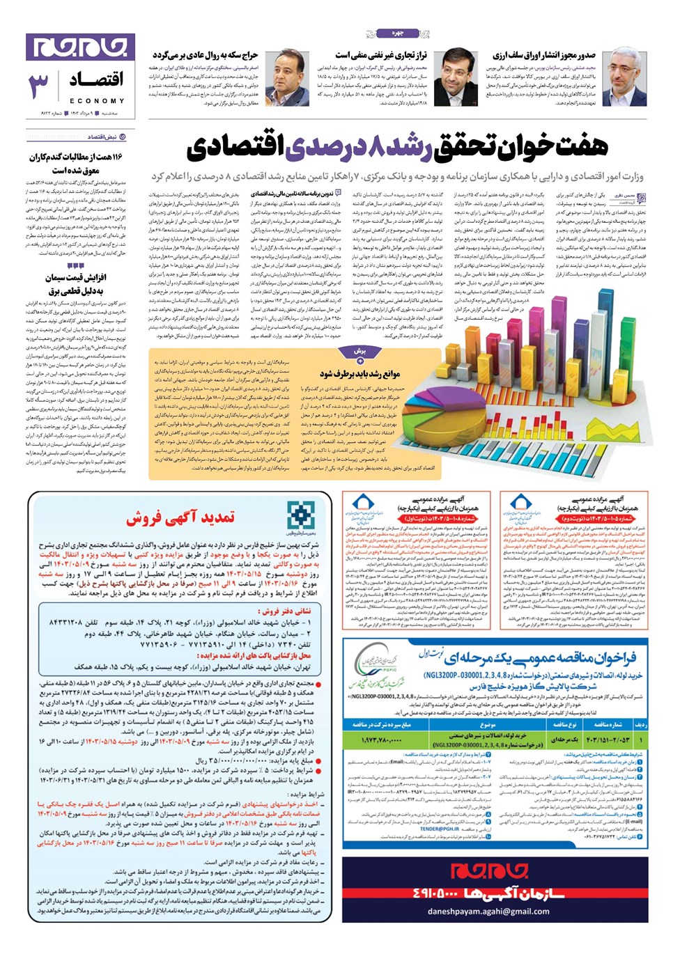 روزنامه تاریخ ۹ مرداد ۱۴۰۳
