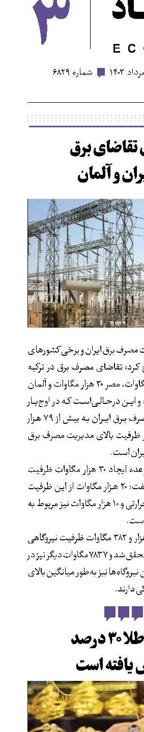 برابری تقاضای برق در ایران و آلمان