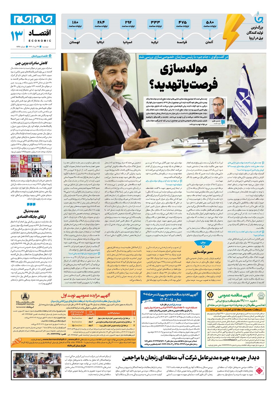 روزنامه تاریخ ۲۹ مرداد ۱۴۰۳