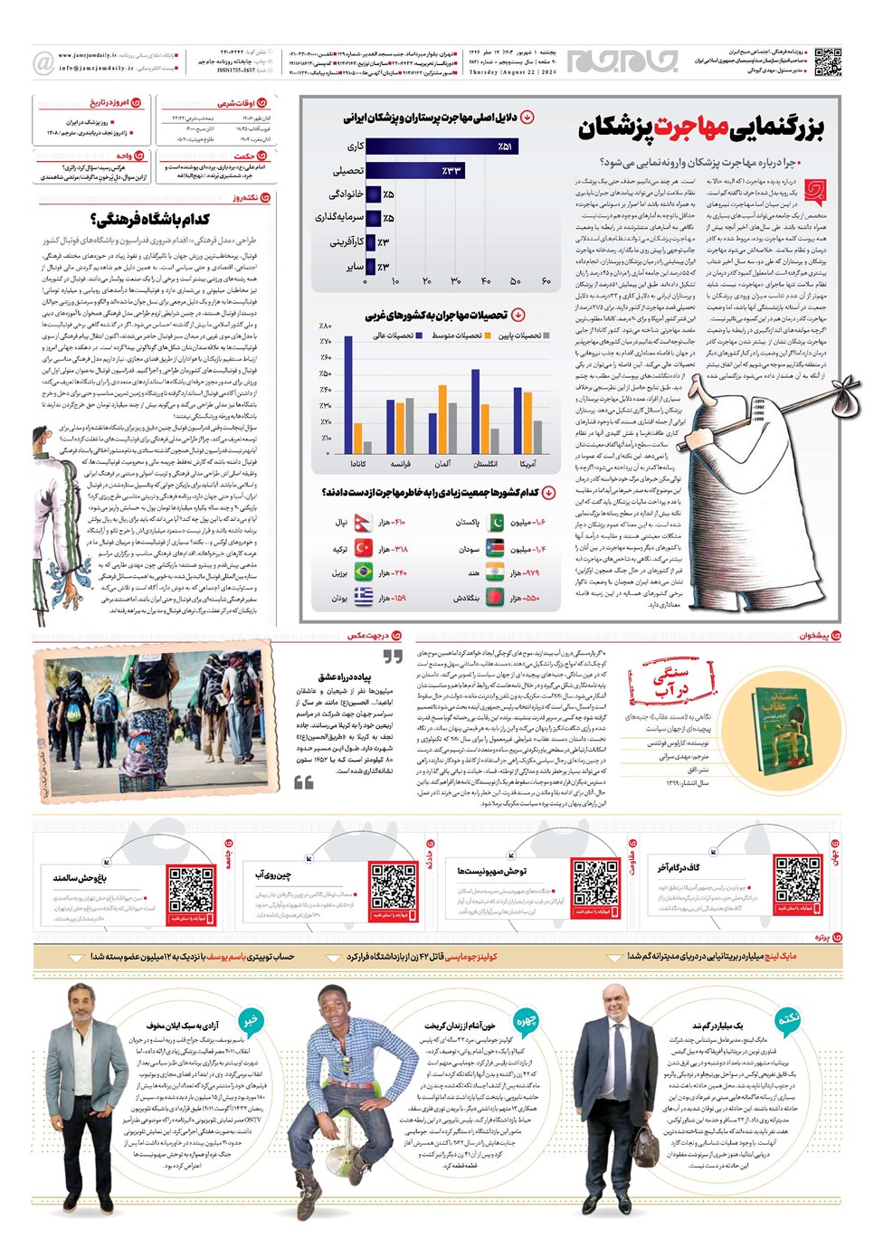 روزنامه تاریخ ۱ شهریور ۱۴۰۳
