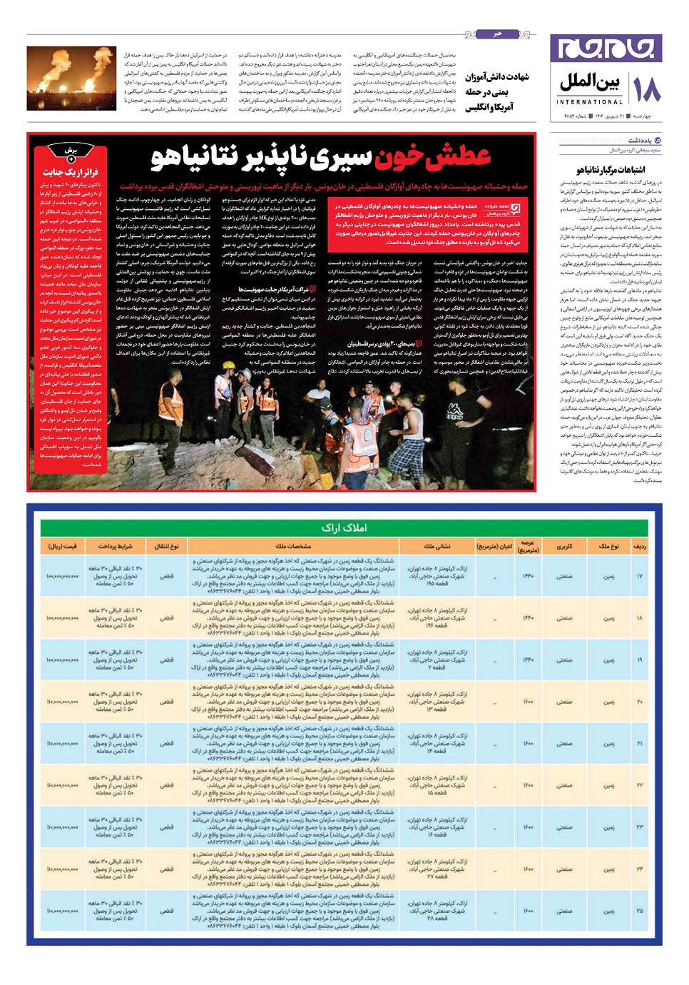 روزنامه تاریخ ۲۱ شهریور ۱۴۰۳