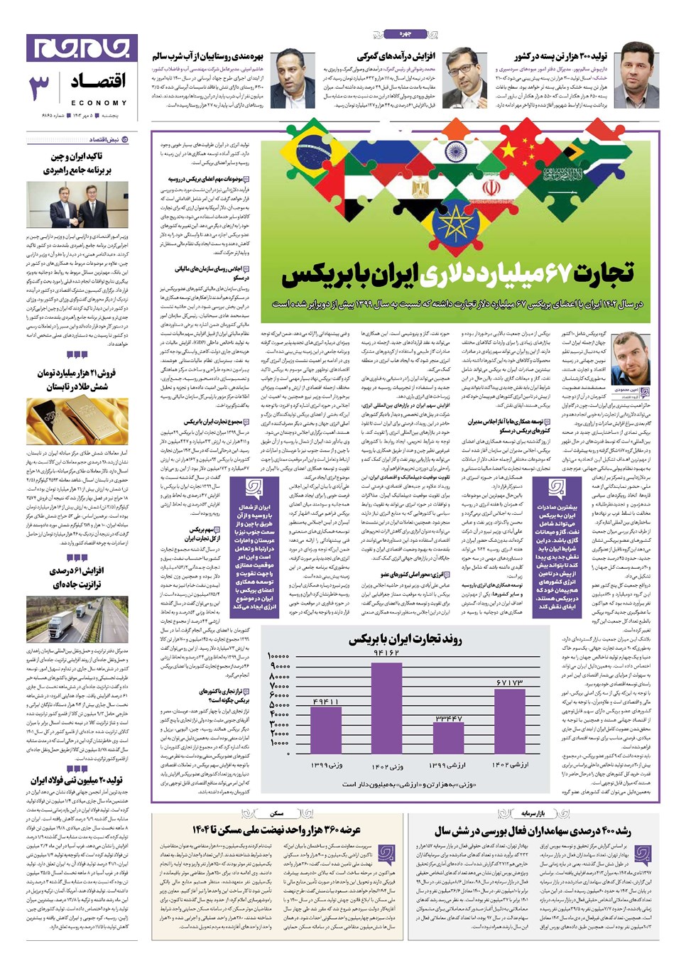روزنامه تاریخ ۵ مهر ۱۴۰۳