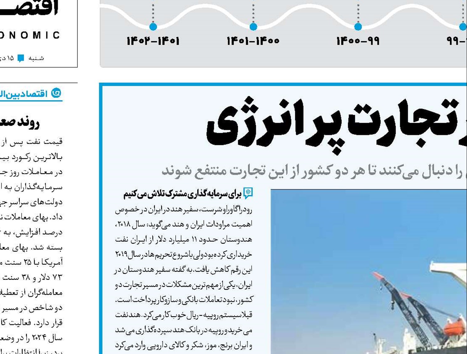 ایران- هند در مسیر تجارت پر انرژی