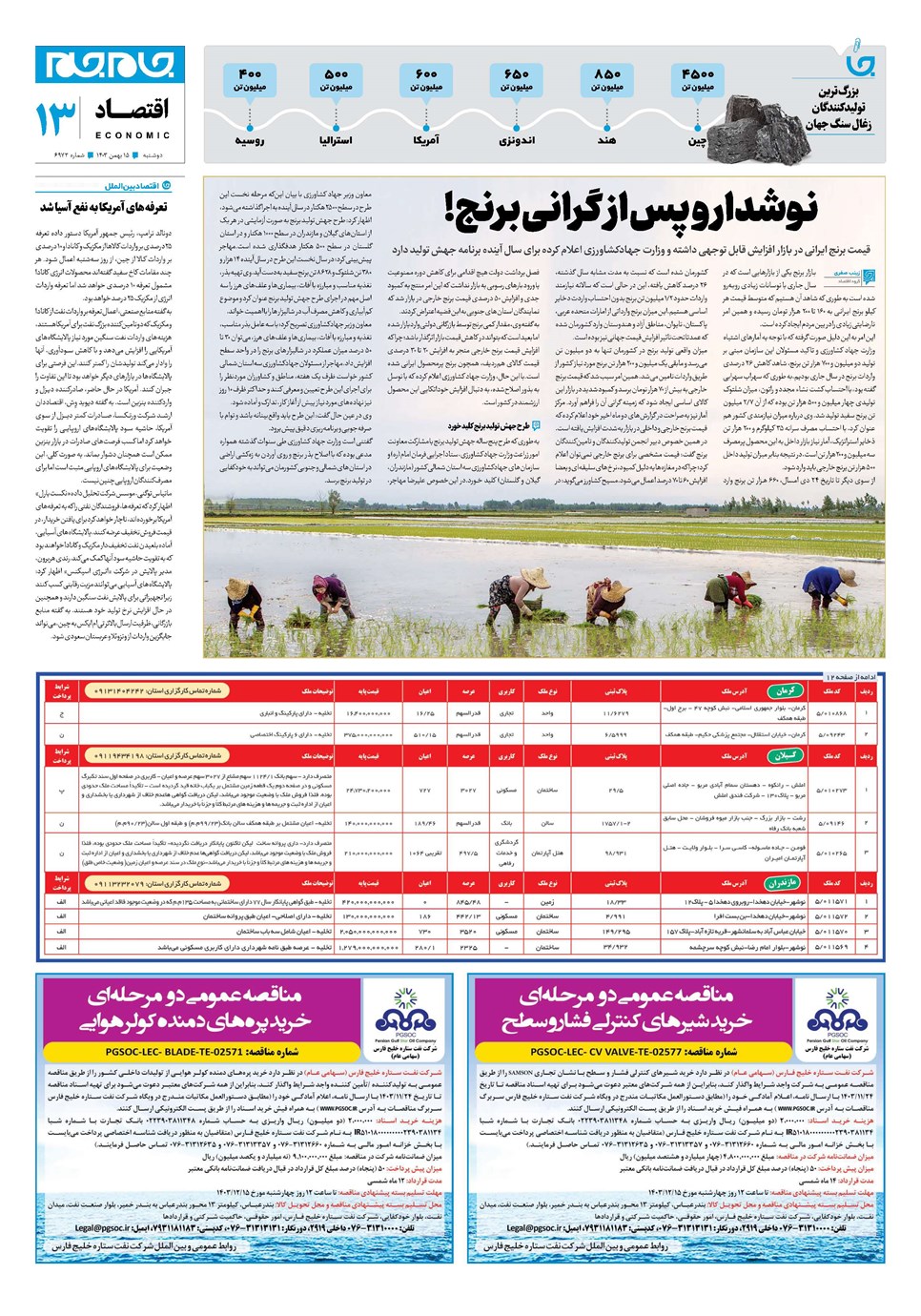 روزنامه تاریخ ۱۵ بهمن ۱۴۰۳