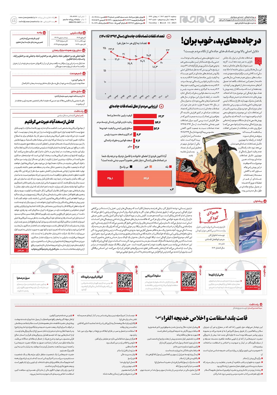 روزنامه تاریخ ۲۱ اسفند ۱۴۰۳