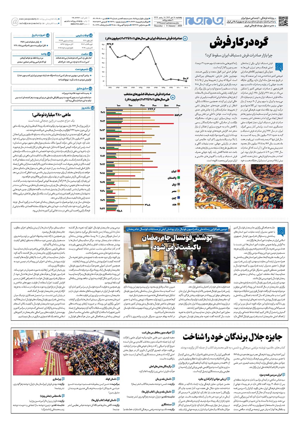 روزنامه تاریخ ۱۹ دی ۱۴۰۴