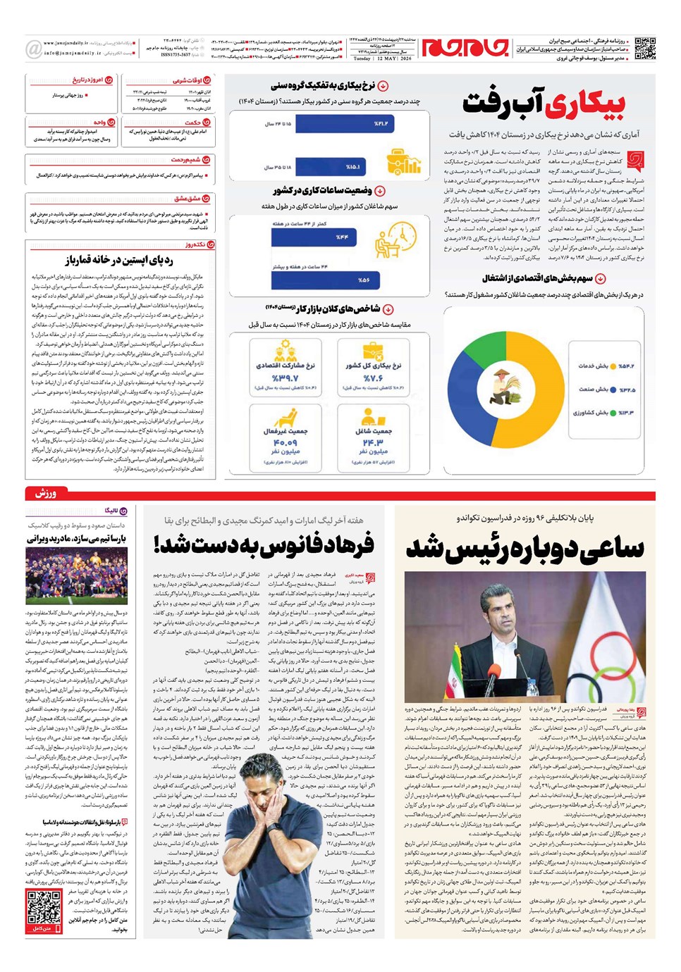 روزنامه تاریخ ۲۲ اردیبهشت ۱۴۰۵