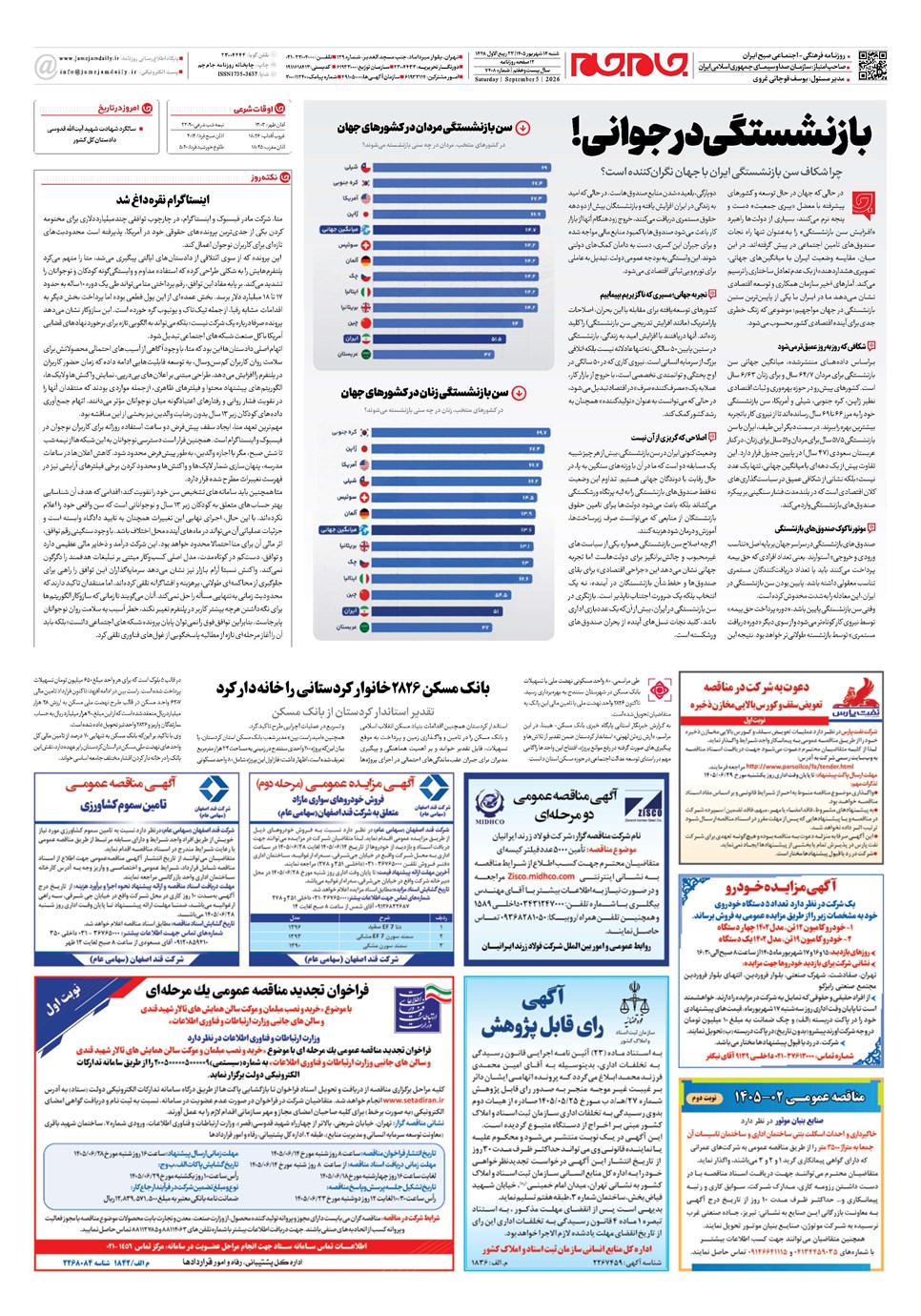 روزنامه تاریخ ۱۴ شهریور ۱۴۰۵