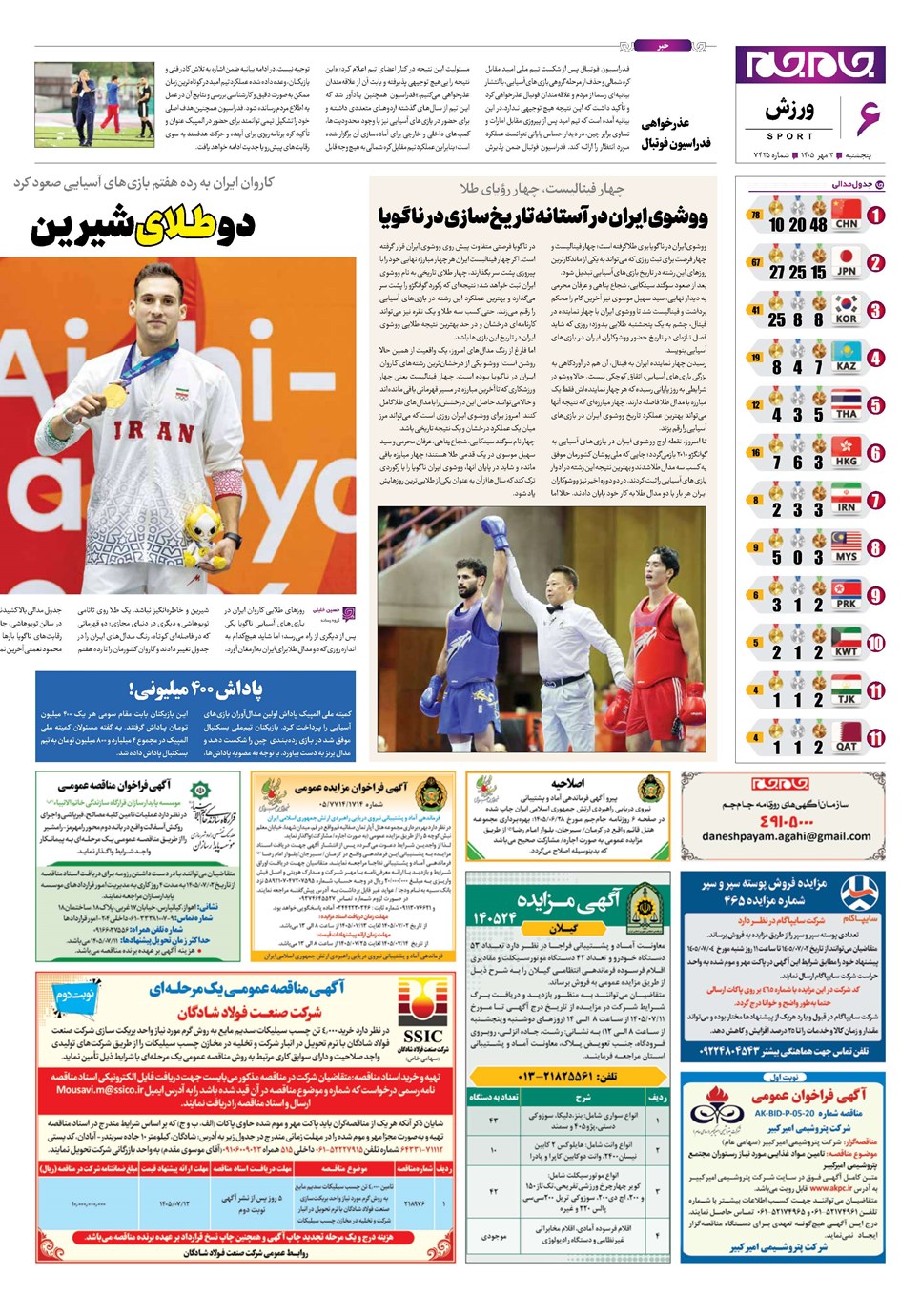 روزنامه تاریخ ۲ مهر ۱۴۰۵